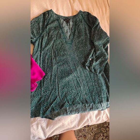 Green  polka dot and sheer Pink Women's Tops - Picture 7 of 7